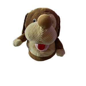 RARE GANZ Musical puppet puppy dog brown corduroy talking barks WORKS pets